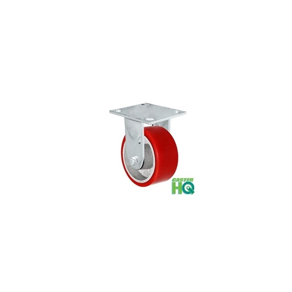 4"x2" Kingpinless Rigid Plate Caster, Polyurethane on Steel Wheel -